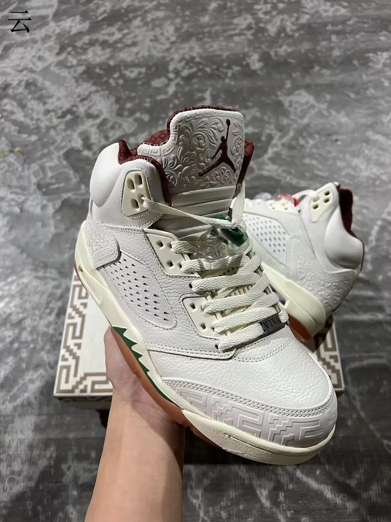 Air Jordan 5 Off-White Green Lightning Bolt tênis de basquete 2
