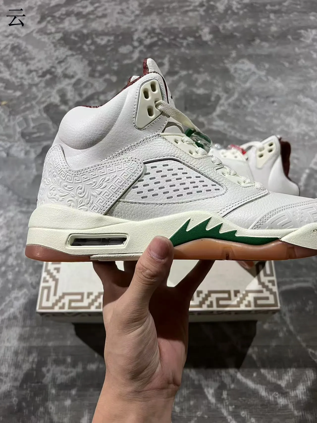 Air Jordan 5 Off-White Green Lightning Bolt tênis de basquete 7
