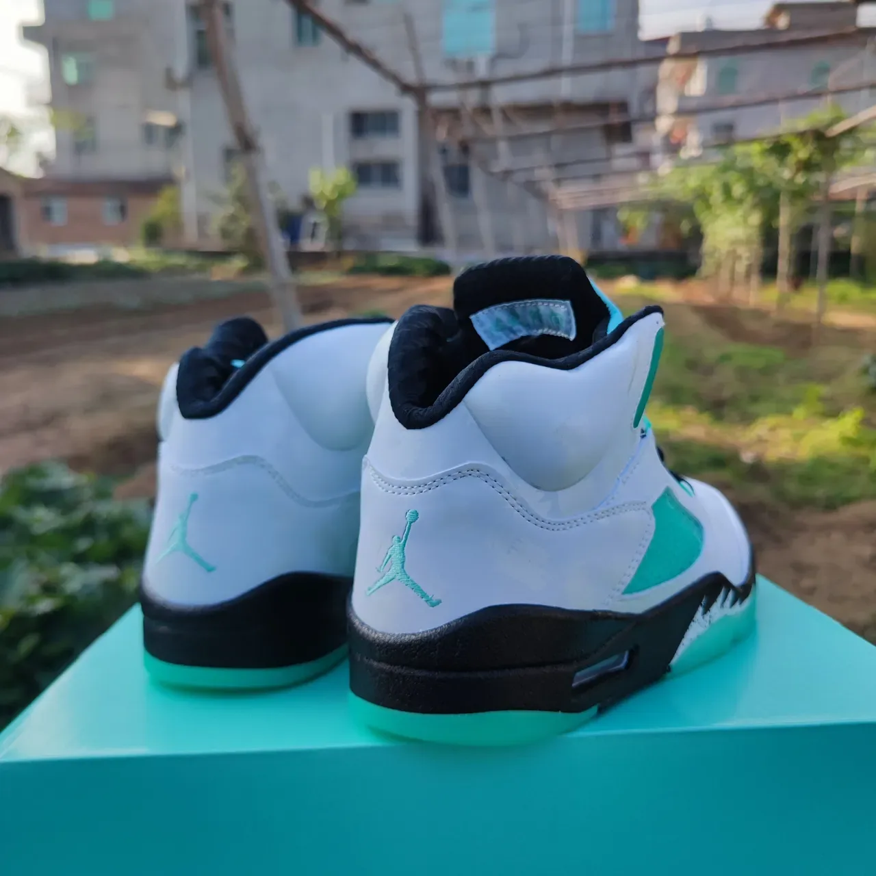 Air Jordan 5 White Gray Camo Mint Green Basketball Shoes 2