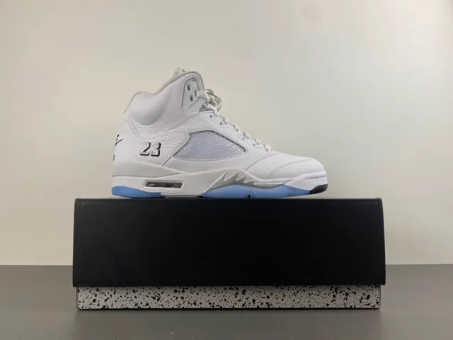 Air Jordan 5 White Light Blue Basketball Shoes 16