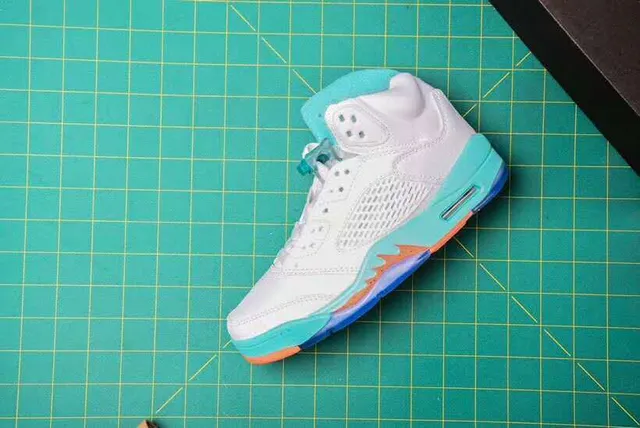Air Jordan 5 Zapatos de Baloncesto Blancos Turquesa Naranja 5