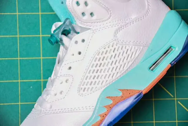 Air Jordan 5 Zapatos de Baloncesto Blancos Turquesa Naranja 8
