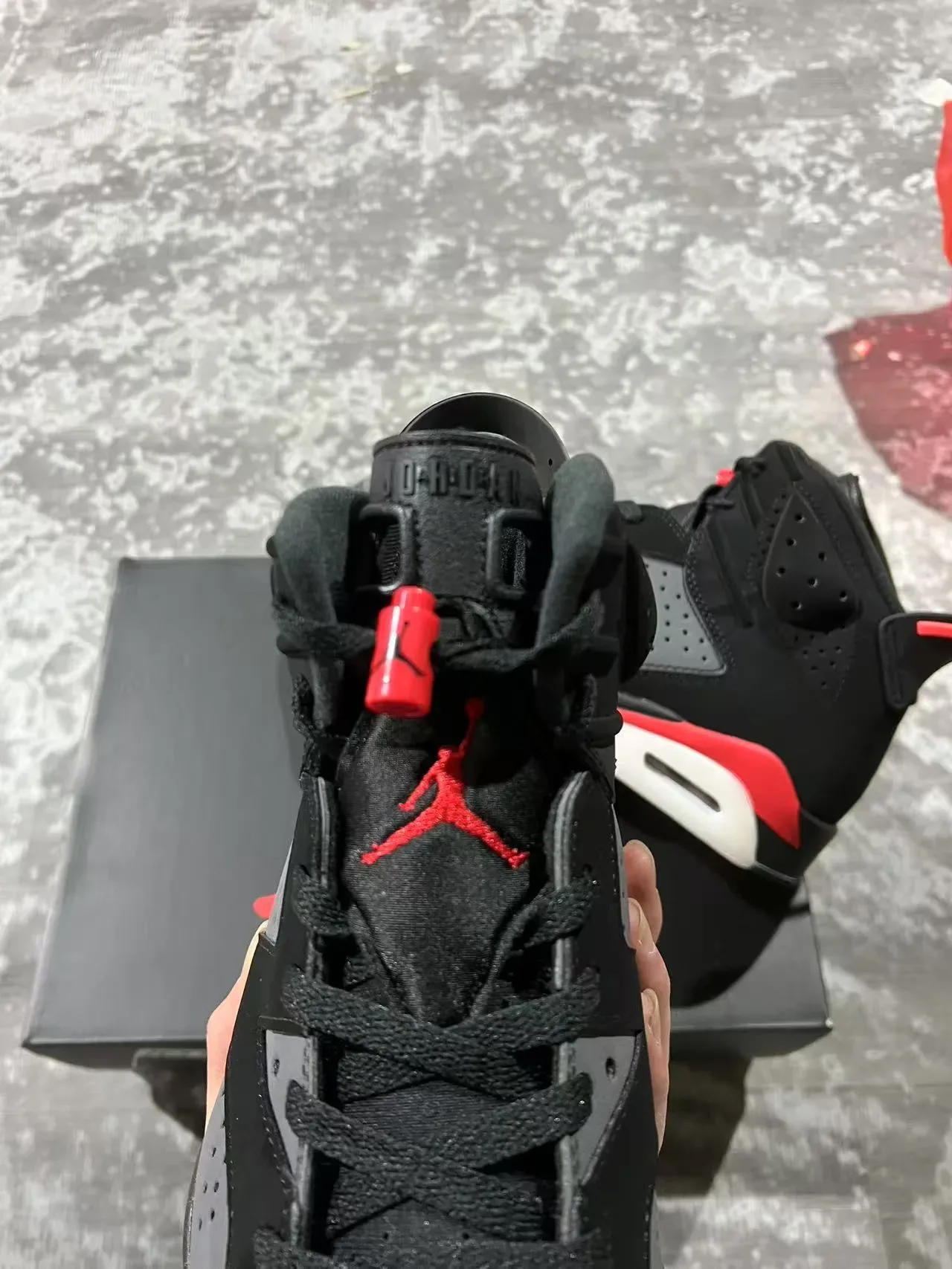 Air Jordan 6 أحذية كرة السلة أسود أحمر رمادي 4