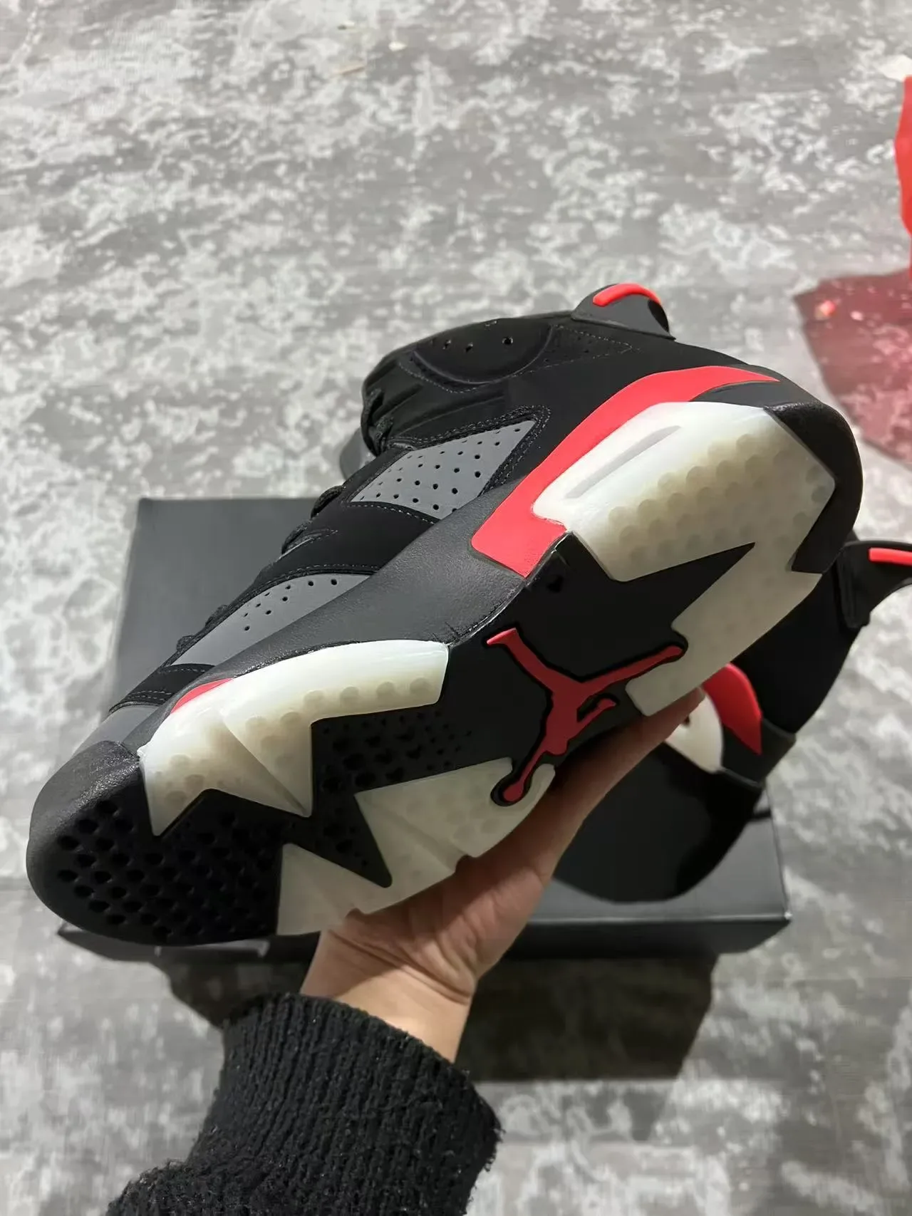 Air Jordan 6 أحذية كرة السلة أسود أحمر رمادي 6