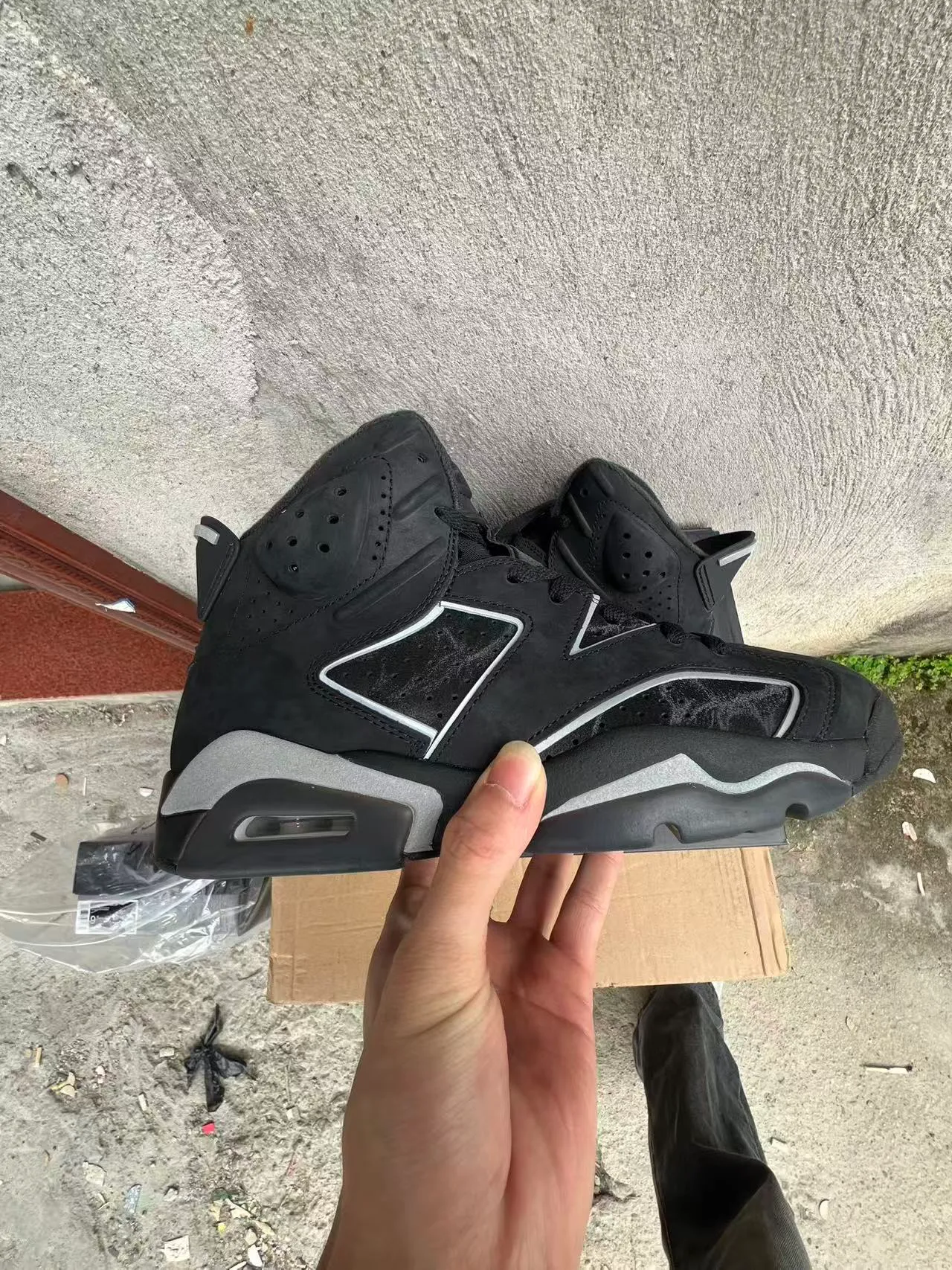 Zapatillas de baloncesto Air Jordan 6 negro y plateado 6