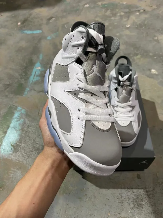 Air Jordan 6 সাদা কুল গ্রে হালকা নীল বাস্কেটবল জুতো 3