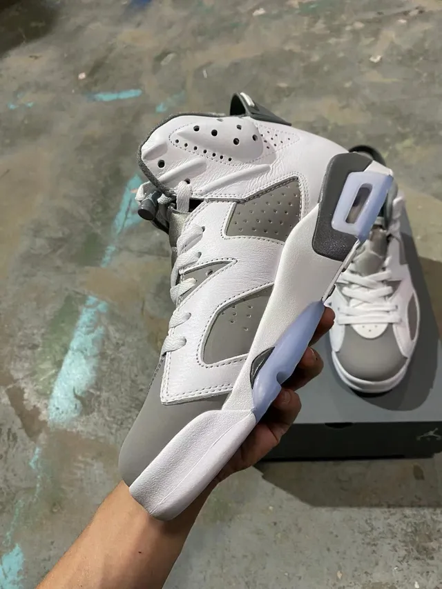 Air Jordan 6 সাদা কুল গ্রে হালকা নীল বাস্কেটবল জুতো 5
