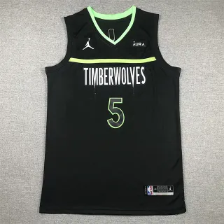 Air Jordan Minnesota Timberwolves City Edition काली नियोन हरी जर्सी
