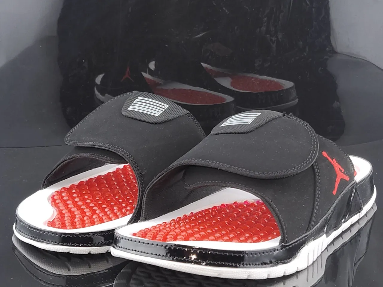 Air Jordan Slide Black White Red Podded Outsole Slippers 2