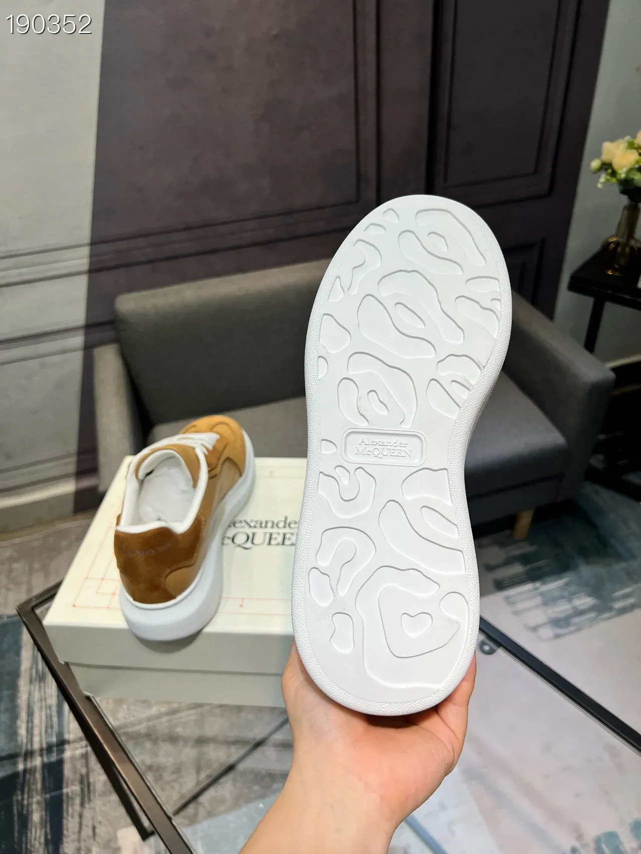 Alexander McQueen Oversized Sneaker Tan Suede and Leather Lifestyle Sneakers 3