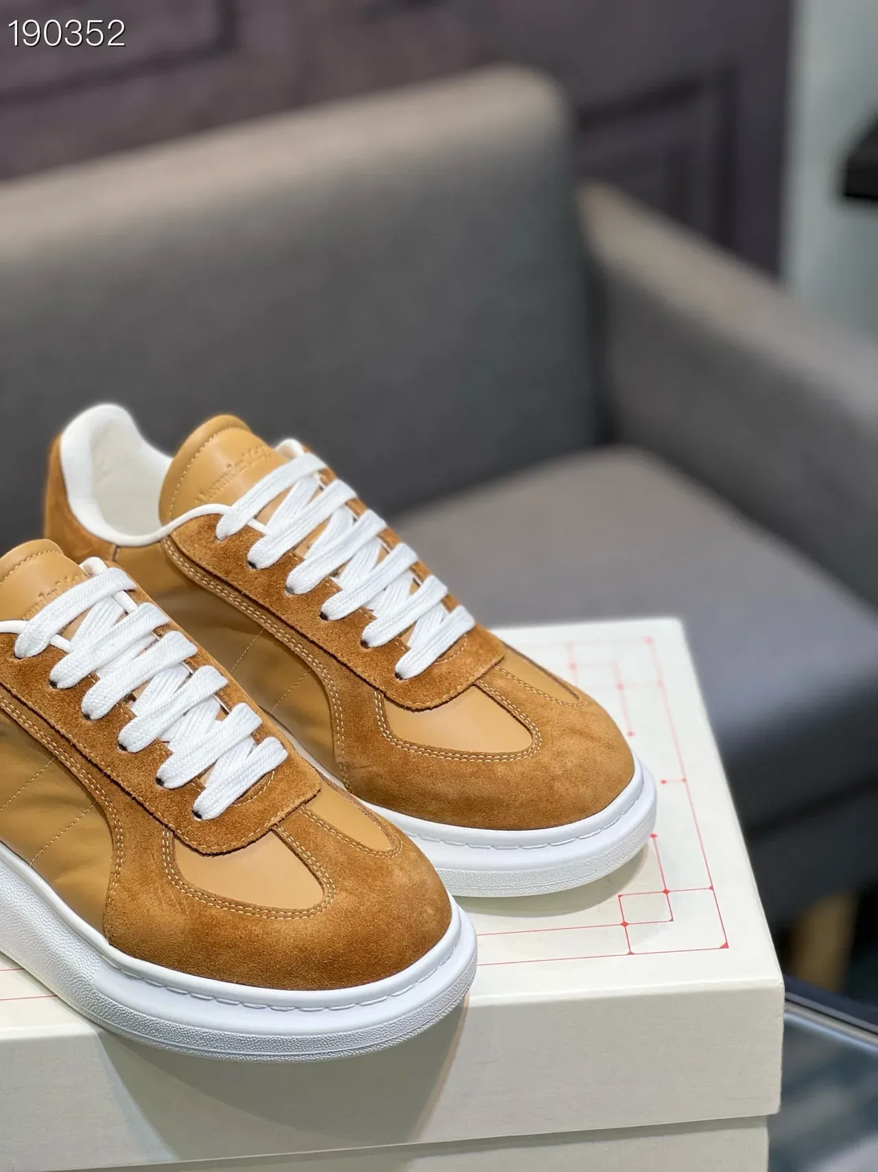 Alexander McQueen Oversized Sneaker Tan Suede and Leather Lifestyle Sneakers 5