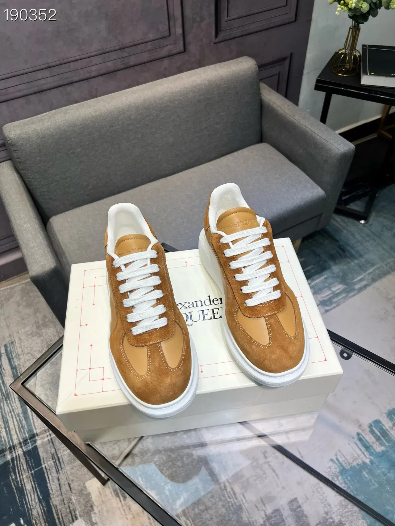 Alexander McQueen Oversized Sneaker Tan Suede and Leather Lifestyle Sneakers 7