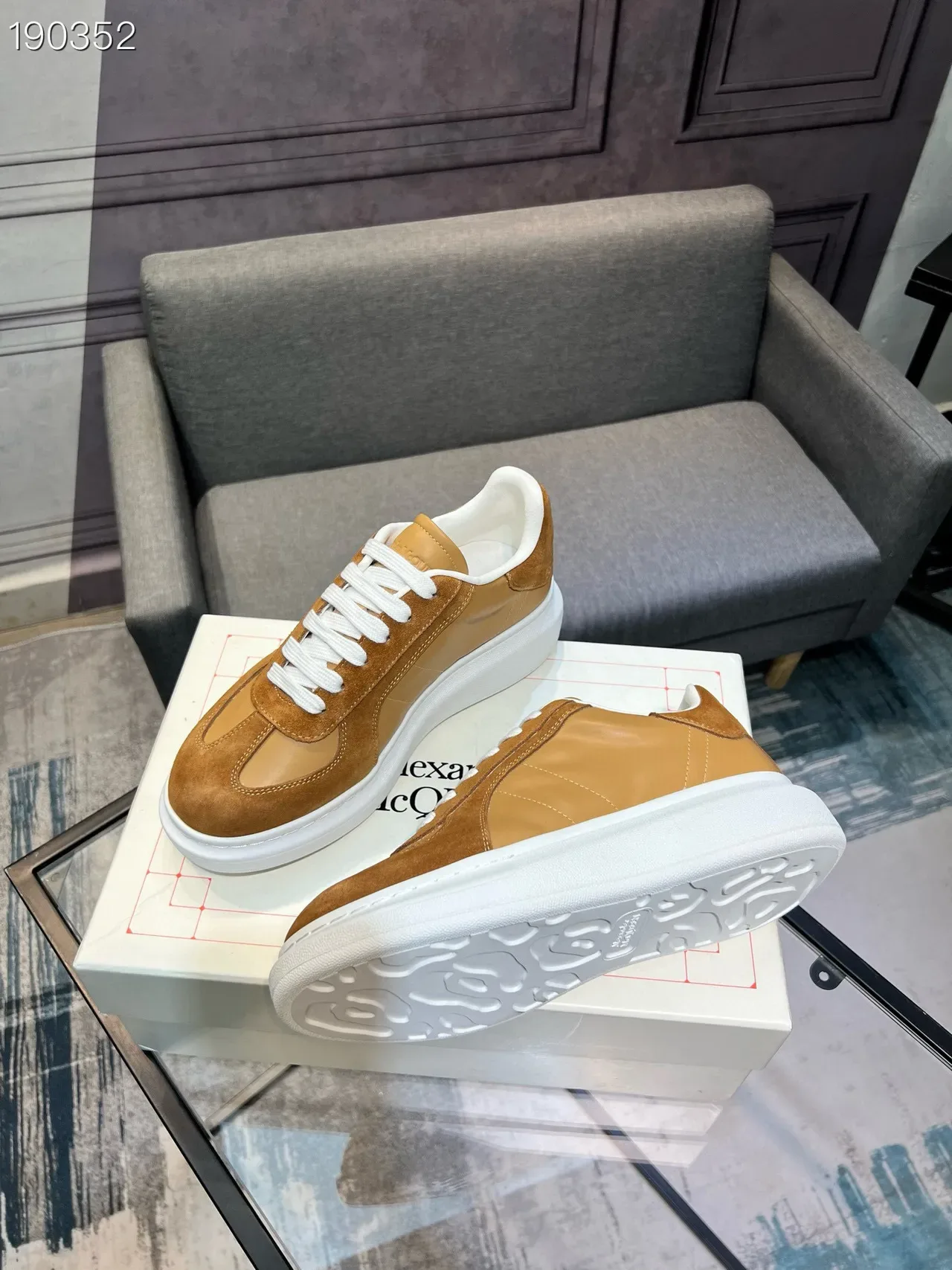 Alexander McQueen Oversized Sneaker Tan Suede and Leather Lifestyle Sneakers 8