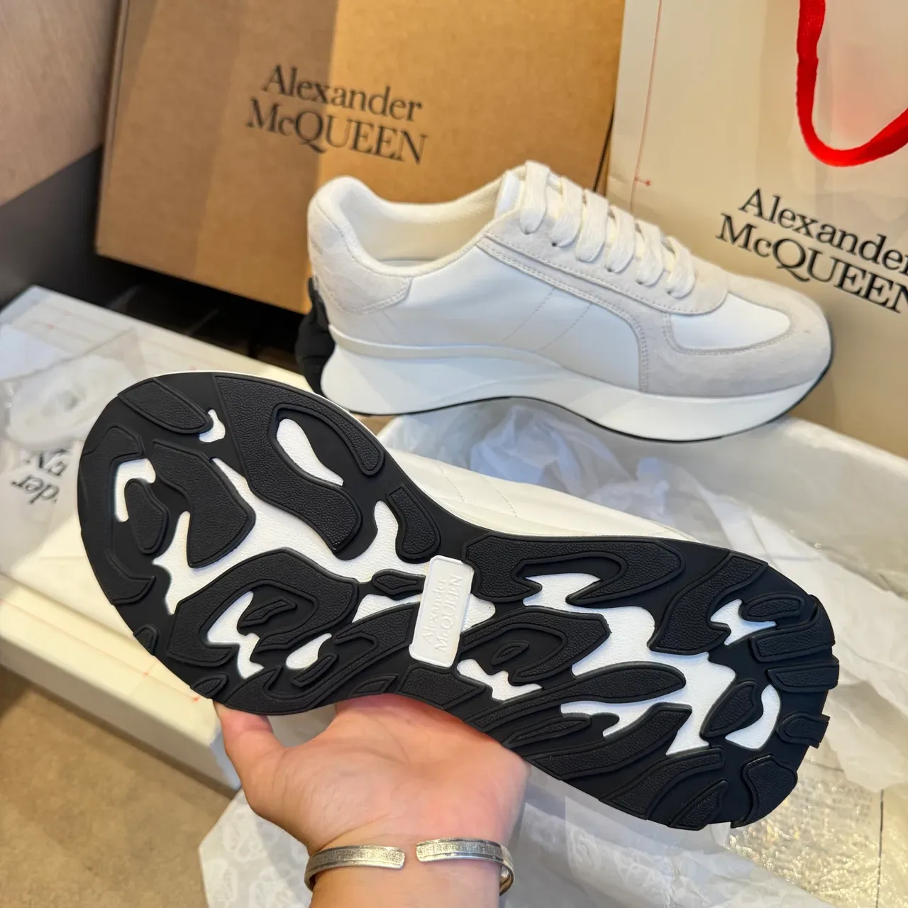 Alexander McQueen Oversized Sneaker White and Light Gray Lifestyle Sneakers 3
