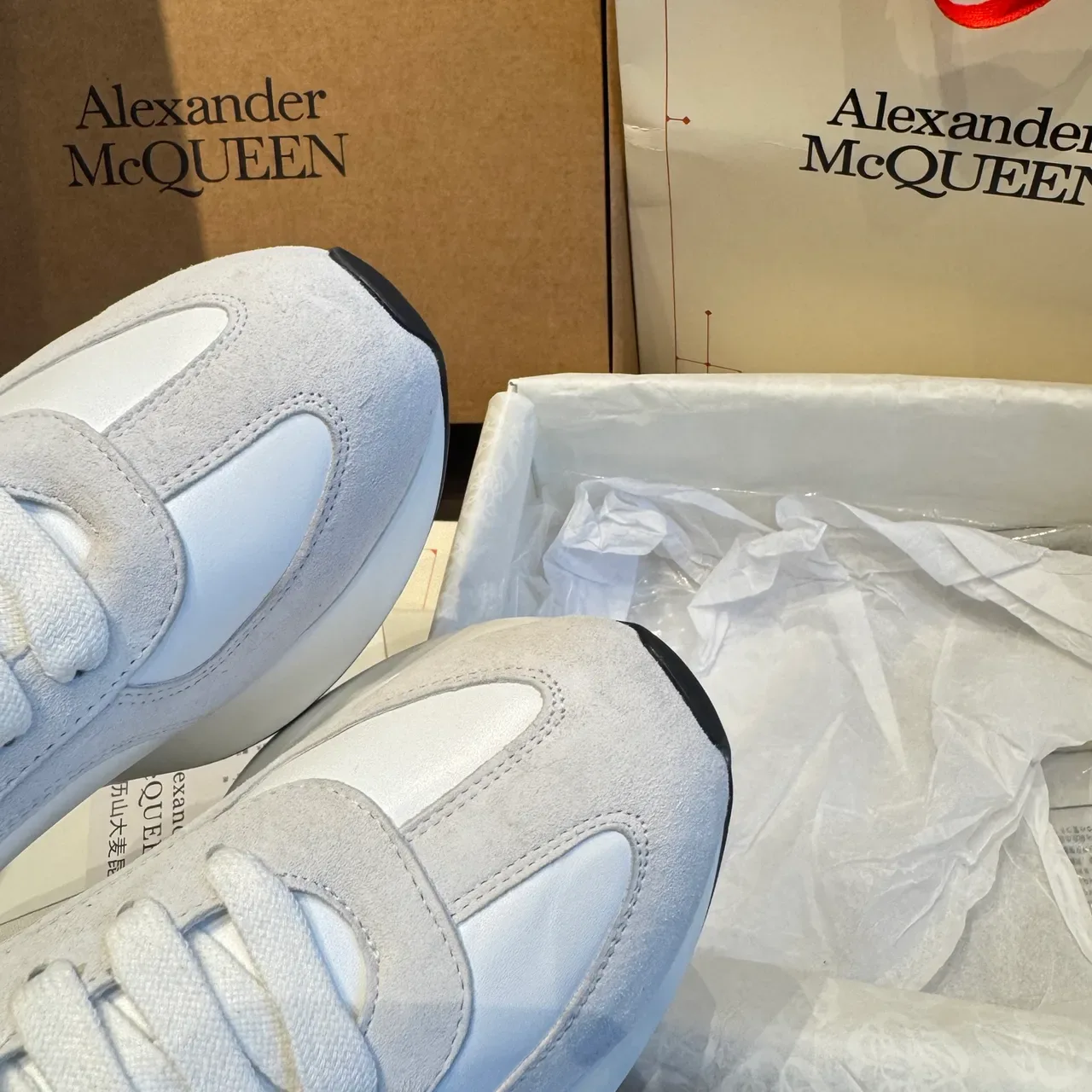 Alexander McQueen Oversized Sneaker White and Light Gray Lifestyle Sneakers 4