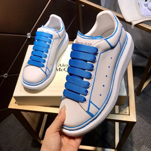 Alexander McQueen Oversized Sneaker White Blue Sole Contrast Piping Lifestyle Sneakers 2