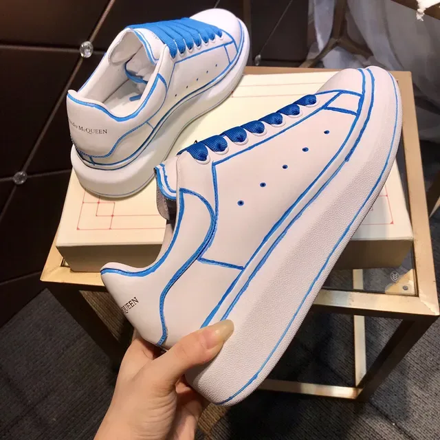 Alexander McQueen Oversized Sneaker White Blue Sole Contrast Piping Lifestyle Sneakers 4