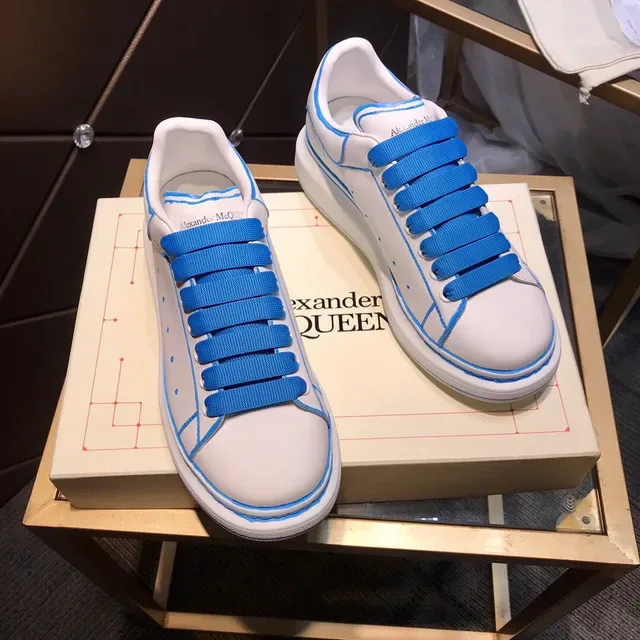 Alexander McQueen Oversized Sneaker White Blue Sole Contrast Piping Lifestyle Sneakers 6