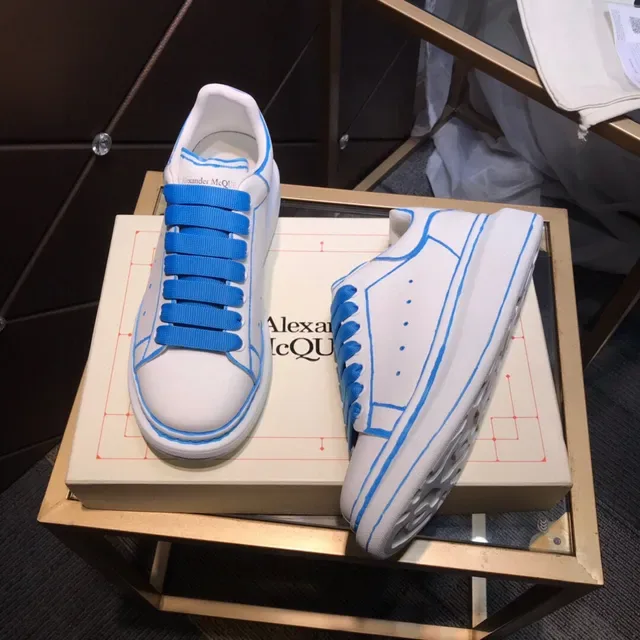 Alexander McQueen Oversized Sneaker White Blue Sole Contrast Piping Lifestyle Sneakers 7