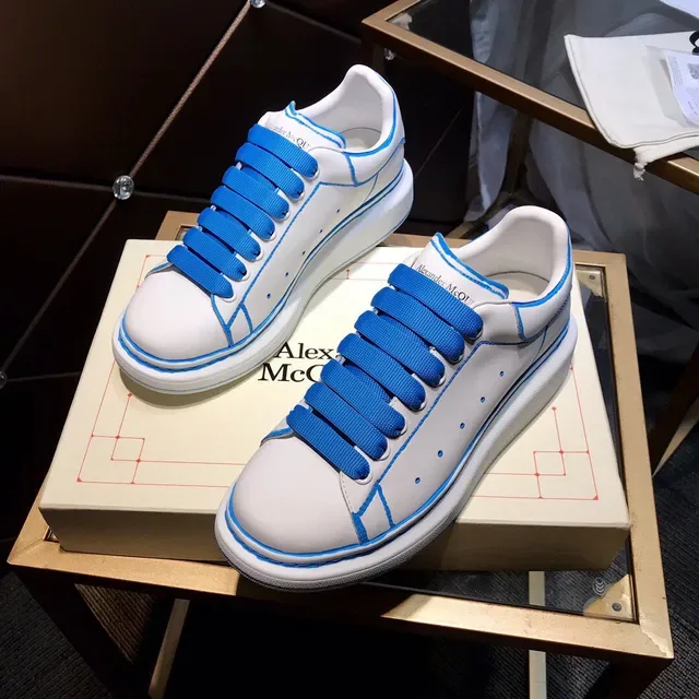 Alexander McQueen Oversized Sneaker White Blue Sole Contrast Piping Lifestyle Sneakers 8