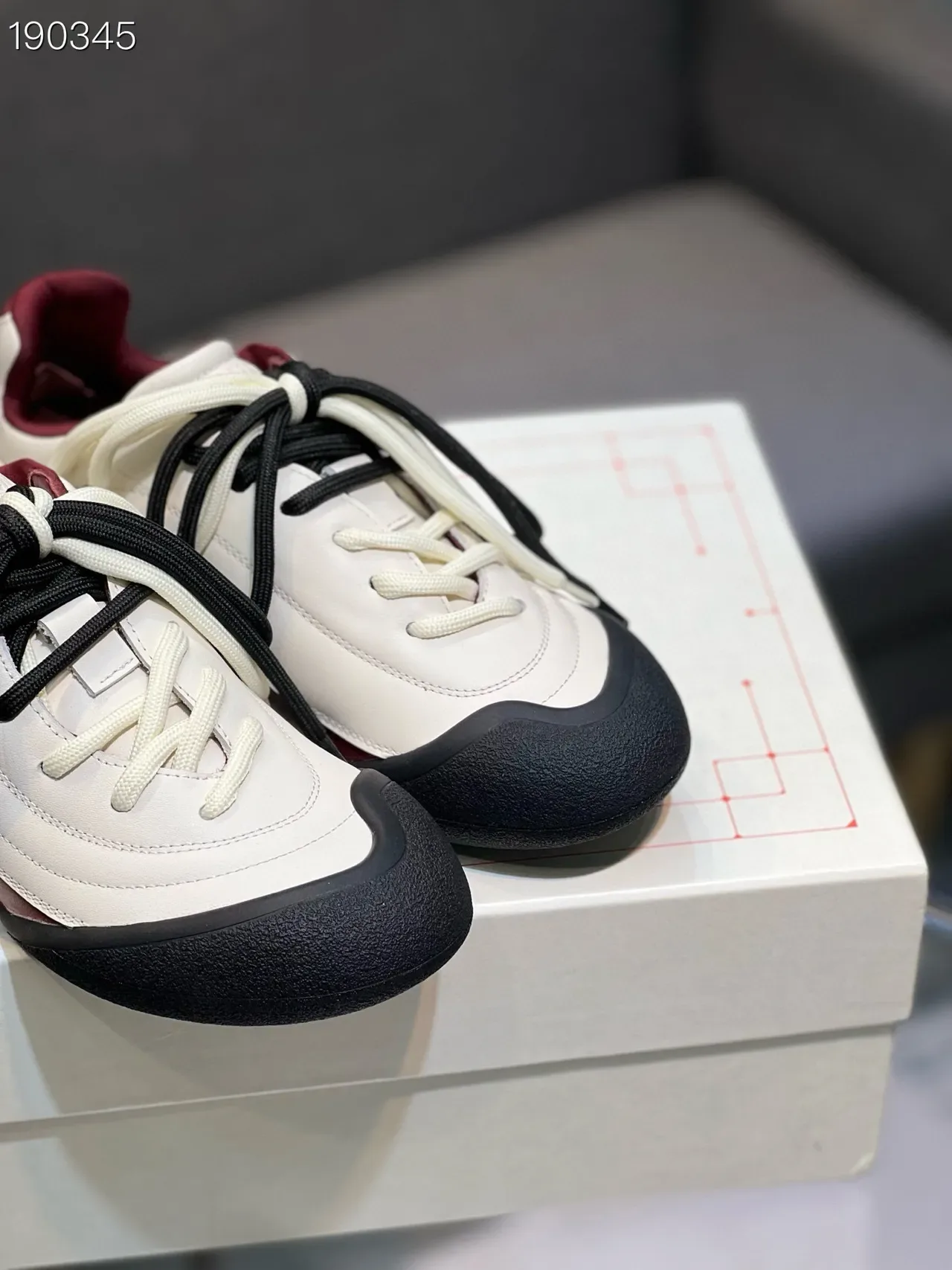 Alexander McQueen White Burgundy Low-Top Quilted Upper Lifestyle Sneakers 5