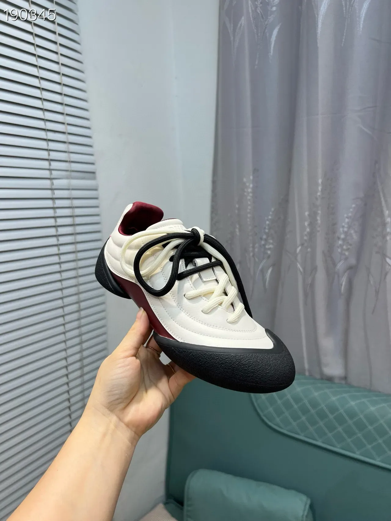 Alexander McQueen White Burgundy Low-Top Quilted Upper Lifestyle Sneakers 6