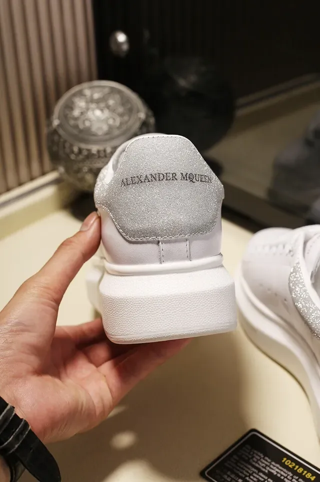 Alexander McQueen White Silver Oversized Silhouette Leather Upper Lifestyle Sneakers 2