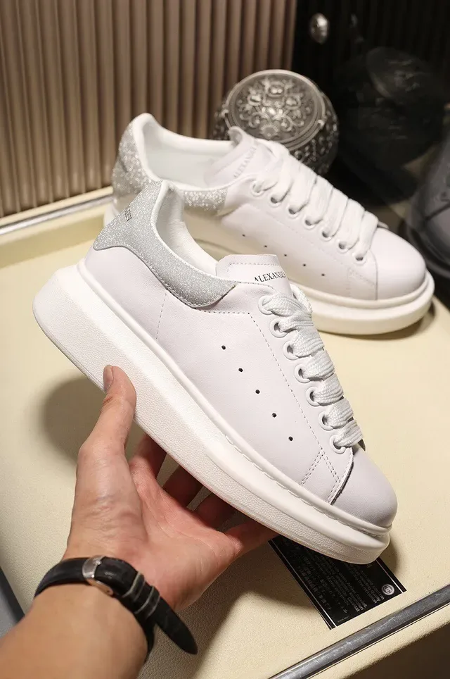 Alexander McQueen White Silver Oversized Silhouette Leather Upper Lifestyle Sneakers 7