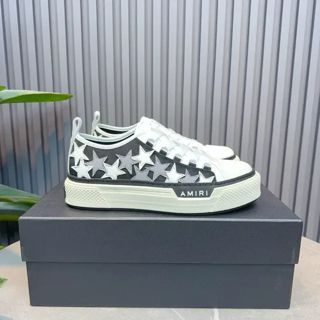 Amiri Black White Star-Embroidered Upper Platform Sole Lifestyle Sneakers 2