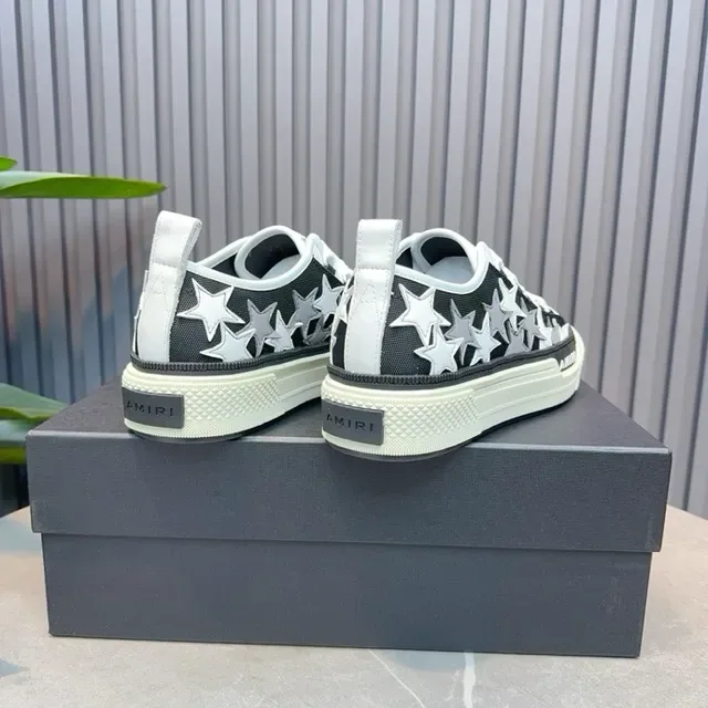 Amiri Black White Star-Embroidered Upper Platform Sole Lifestyle Sneakers 3