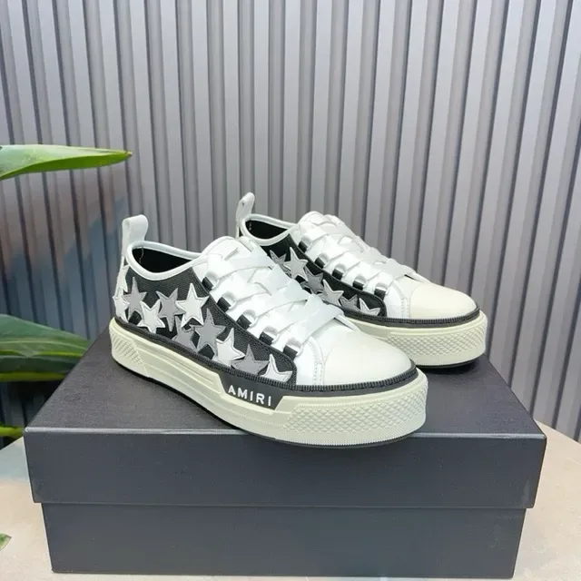 Amiri Black White Star-Embroidered Upper Platform Sole Lifestyle Sneakers 7