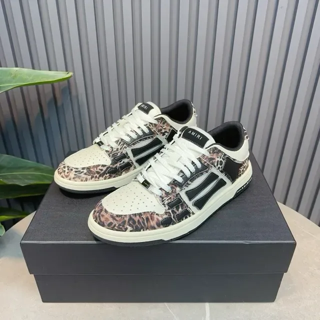 Amiri MA Court zapatillas de estilo de vida con estampado de leopardo negro y blanco 5