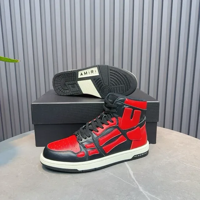 Amiri Skel Top High Noir et Rouge sneakers de style de vie 7
