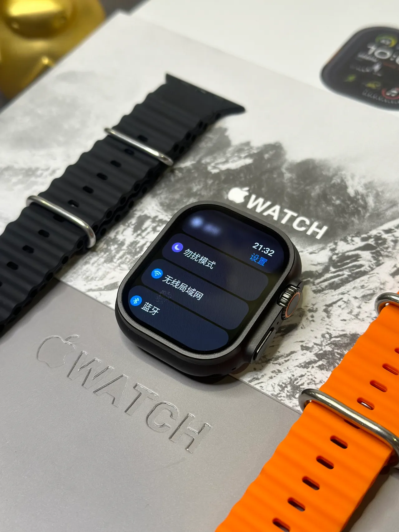 Apple Ultra Caixa Quadrada Estilo Titânio Preto Laranja Face Digital Analógico Híbrido Relógio Esportivo 3