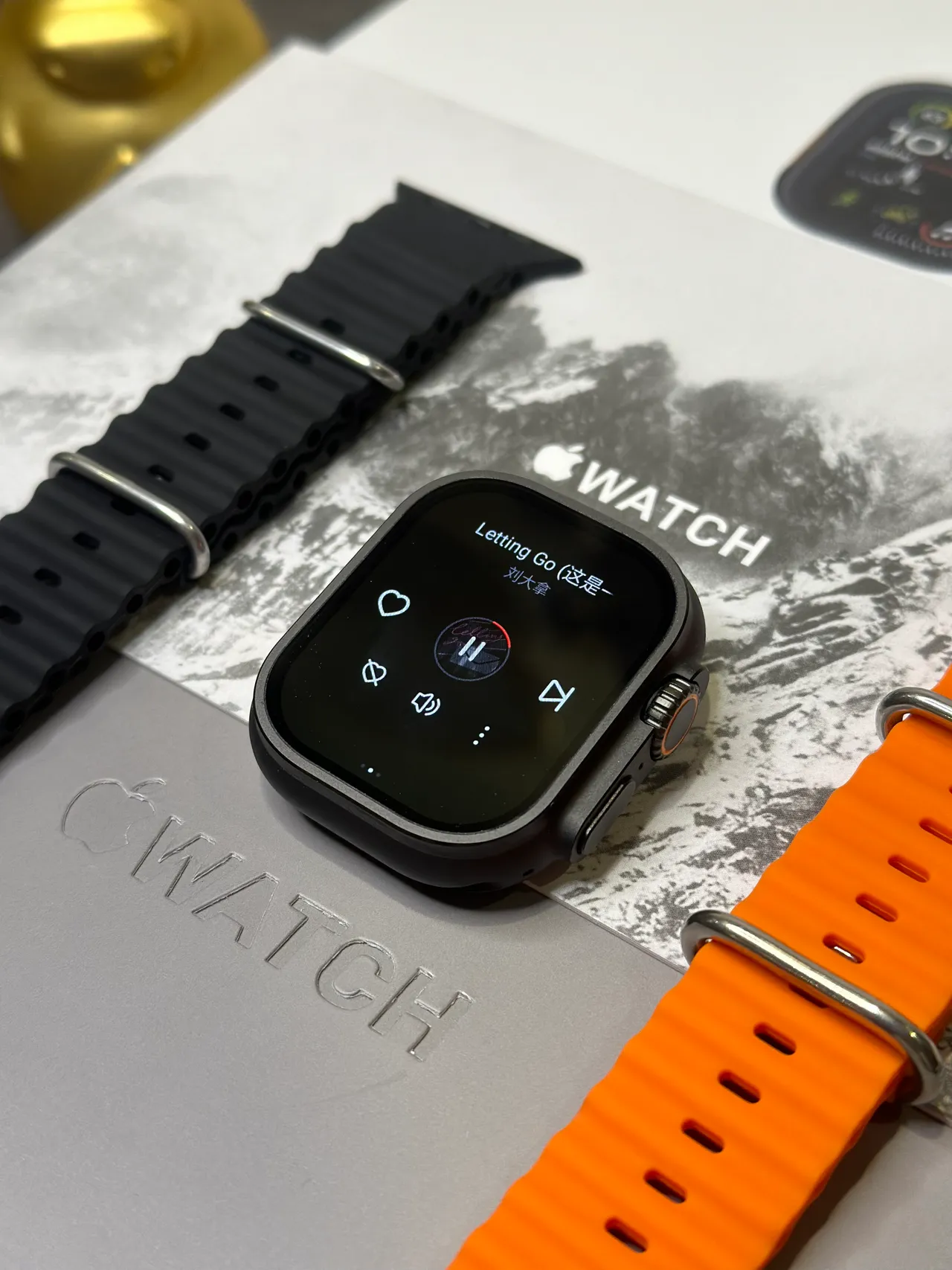 Apple Ultra Caixa Quadrada Estilo Titânio Preto Laranja Face Digital Analógico Híbrido Relógio Esportivo 6