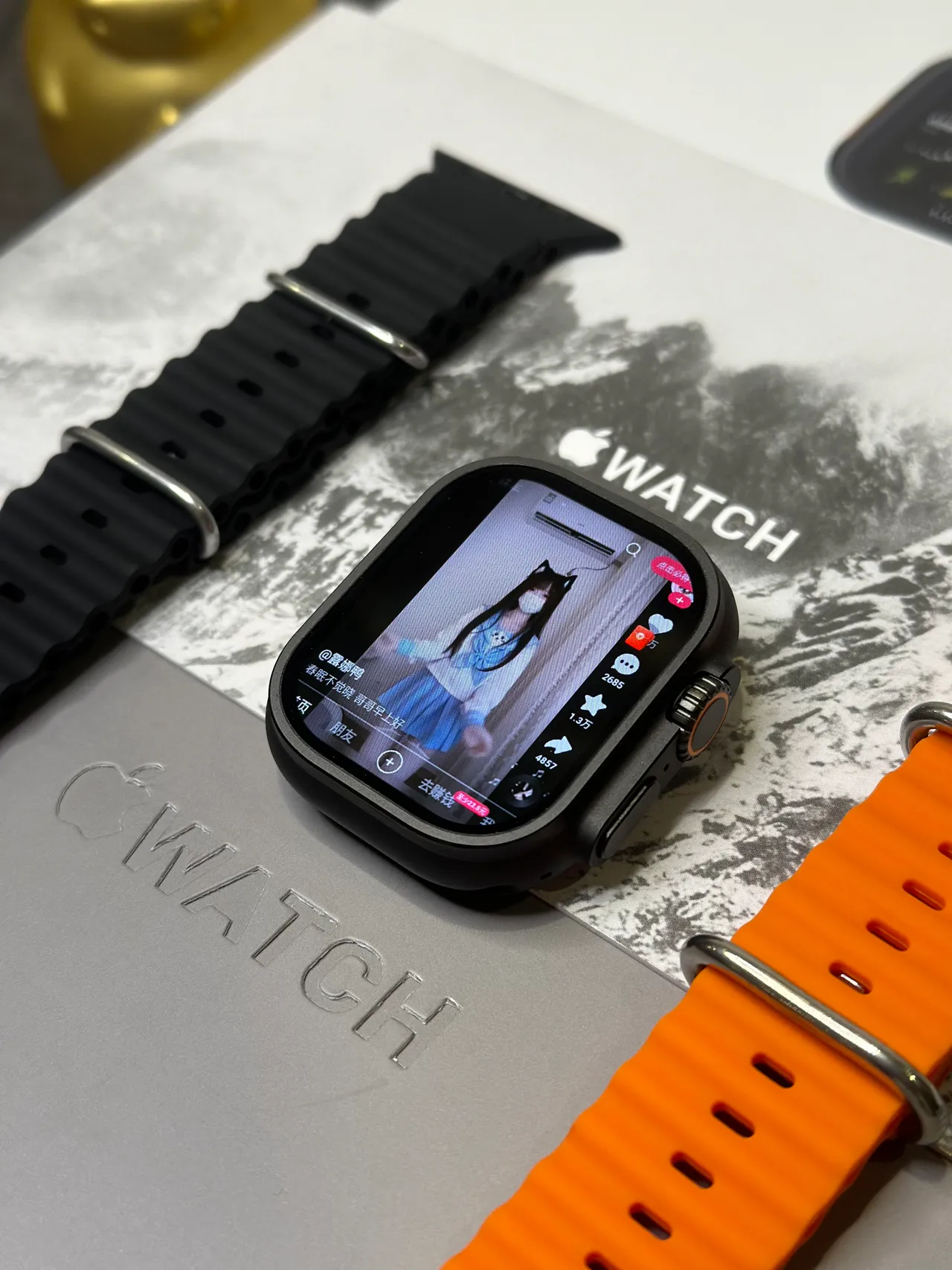 Apple Ultra Caixa Quadrada Estilo Titânio Preto Laranja Face Digital Analógico Híbrido Relógio Esportivo 8