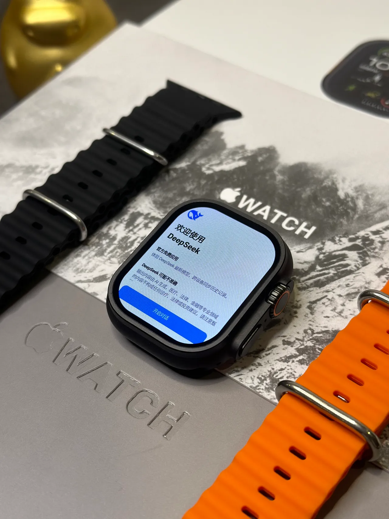 Apple Ultra Caixa Quadrada Estilo Titânio Preto Laranja Face Digital Analógico Híbrido Relógio Esportivo 11