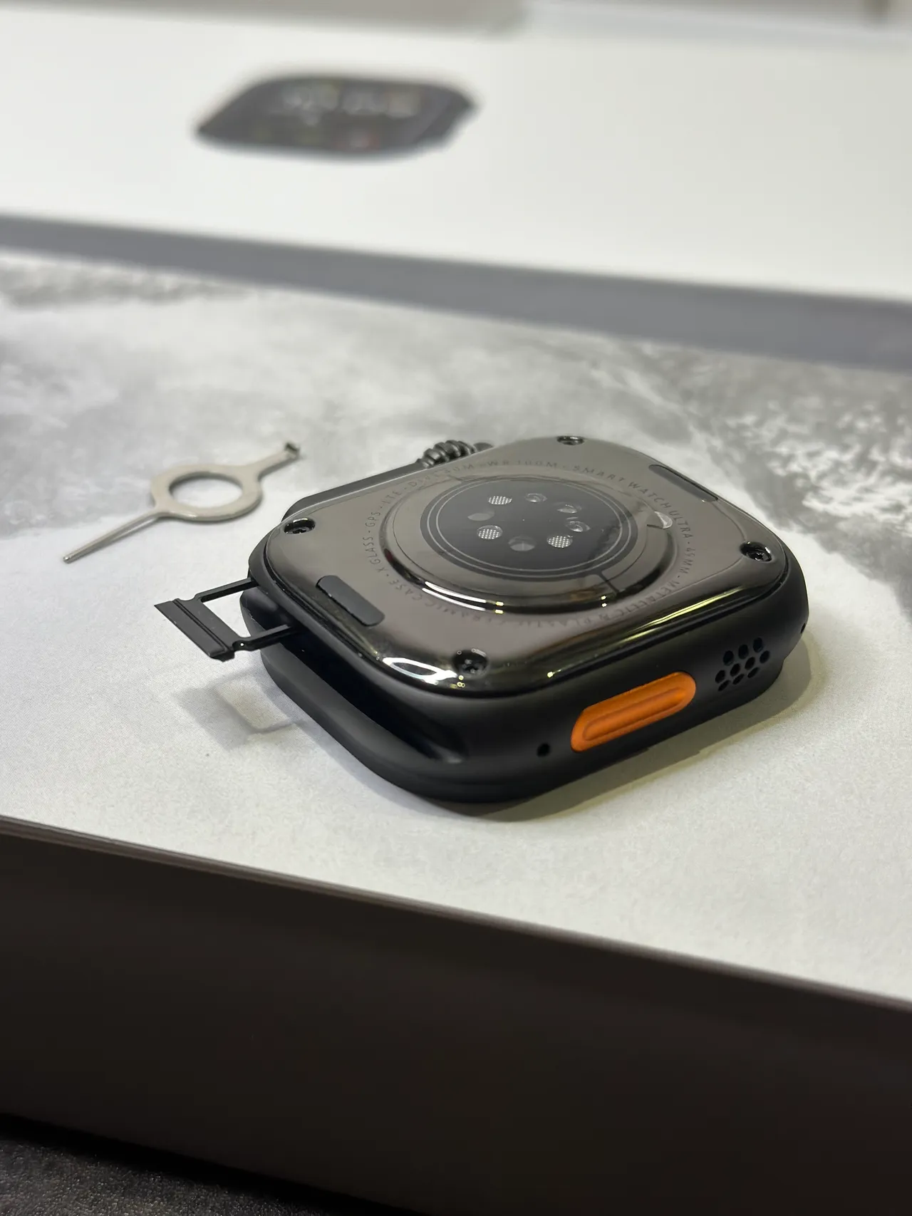 Apple Ultra Caixa Quadrada Estilo Titânio Preto Laranja Face Digital Analógico Híbrido Relógio Esportivo 15