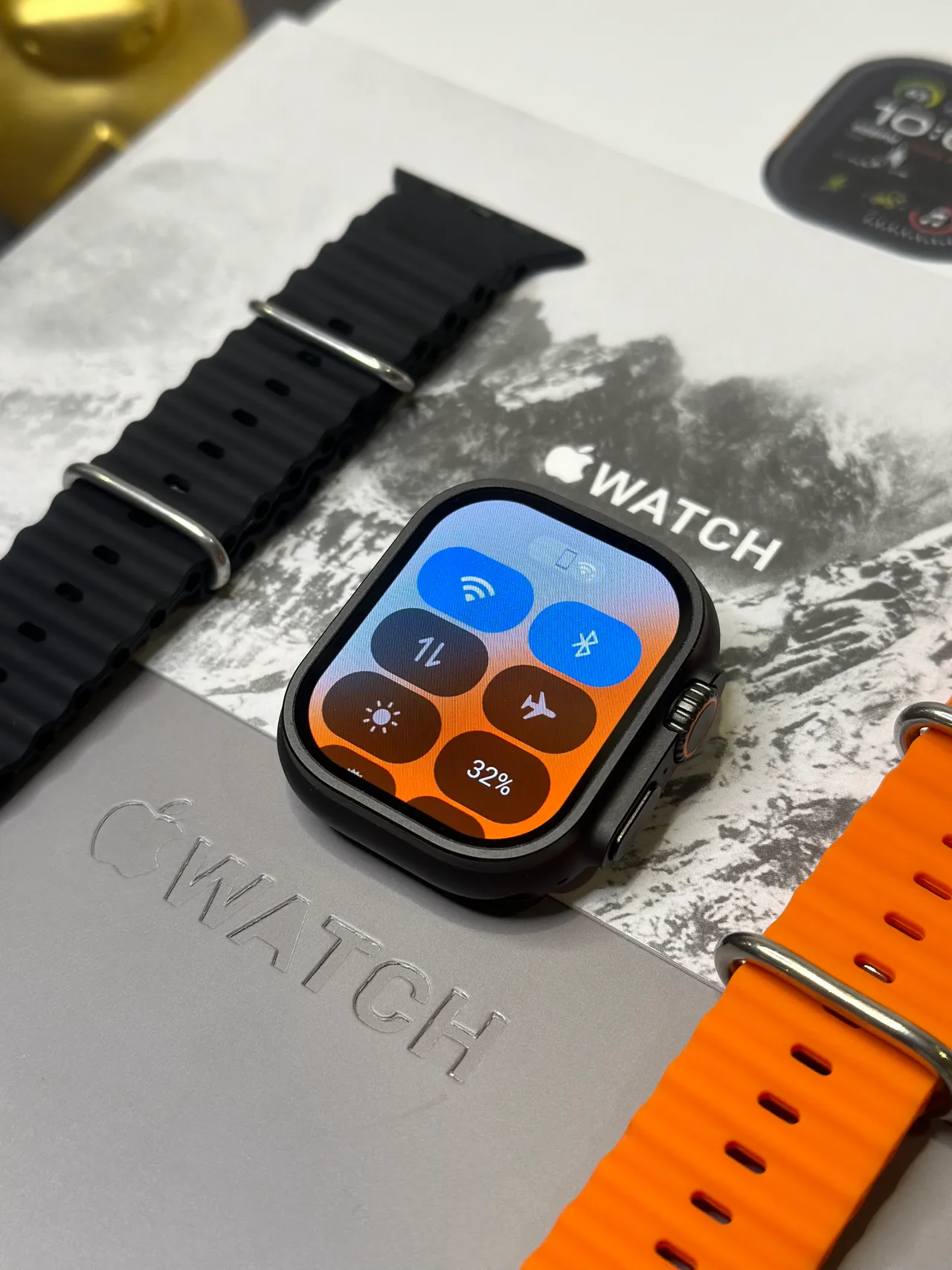Apple Ultra Caixa Quadrada Estilo Titânio Preto Laranja Face Digital Analógico Híbrido Relógio Esportivo 21