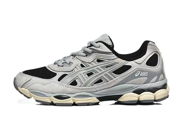 ASICS Gray Black Layered Synthetic Cage Open Mesh Ventilation Lifestyle Sneakers 2