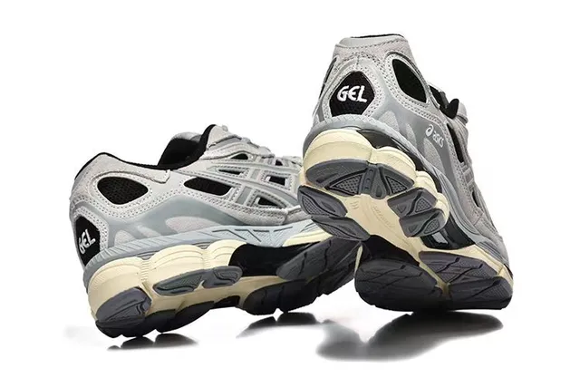 ASICS Gray Black Layered Synthetic Cage Open Mesh Ventilation Lifestyle Sneakers 5