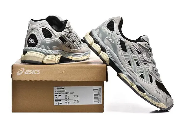 ASICS Gray Black Layered Synthetic Cage Open Mesh Ventilation Lifestyle Sneakers 6