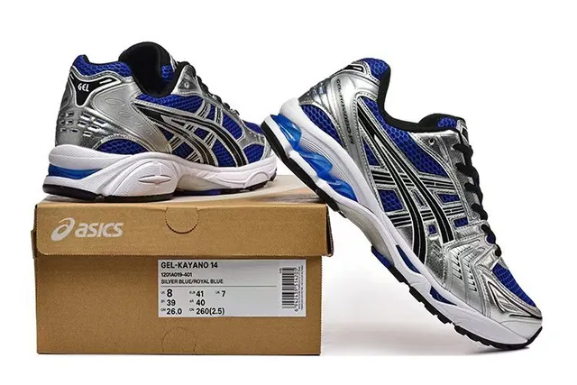 ASICS चांदी नीली धातु संश्लेषित ओवरले रॉयल जाल पैनल रनिंग जूते 6