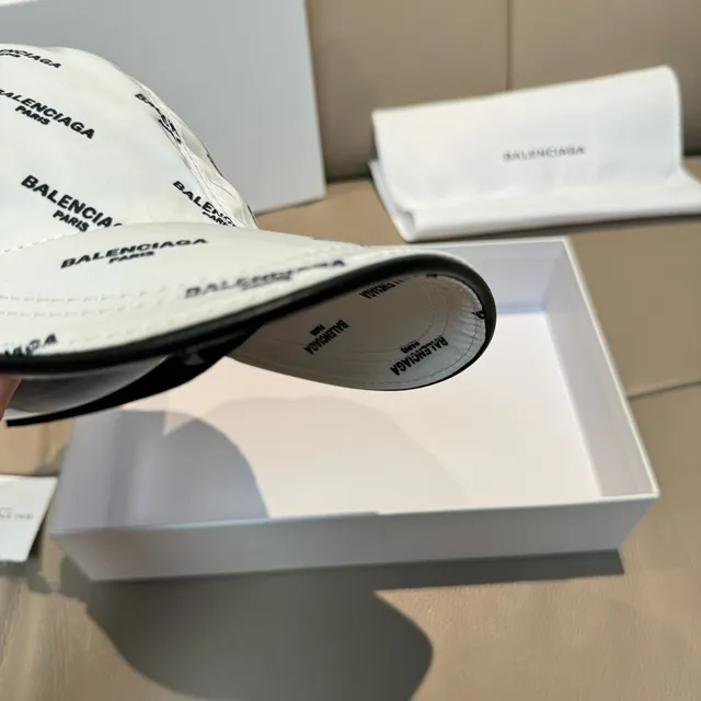Balenciaga All-Over Logo Print White Baseball Cap 5