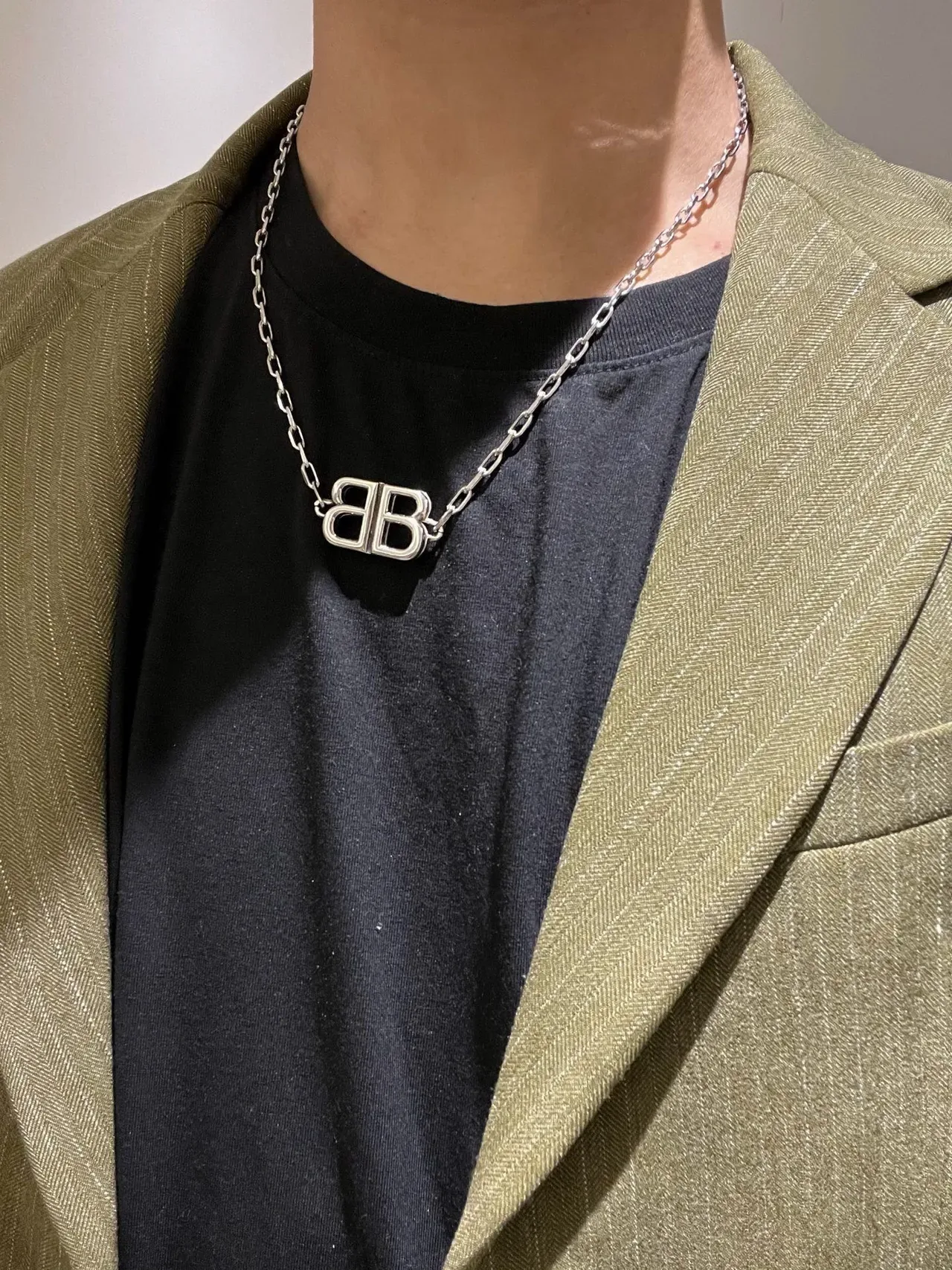 Balenciaga BB सिल्वर चंकी लिंक चेन नेकलेस 2