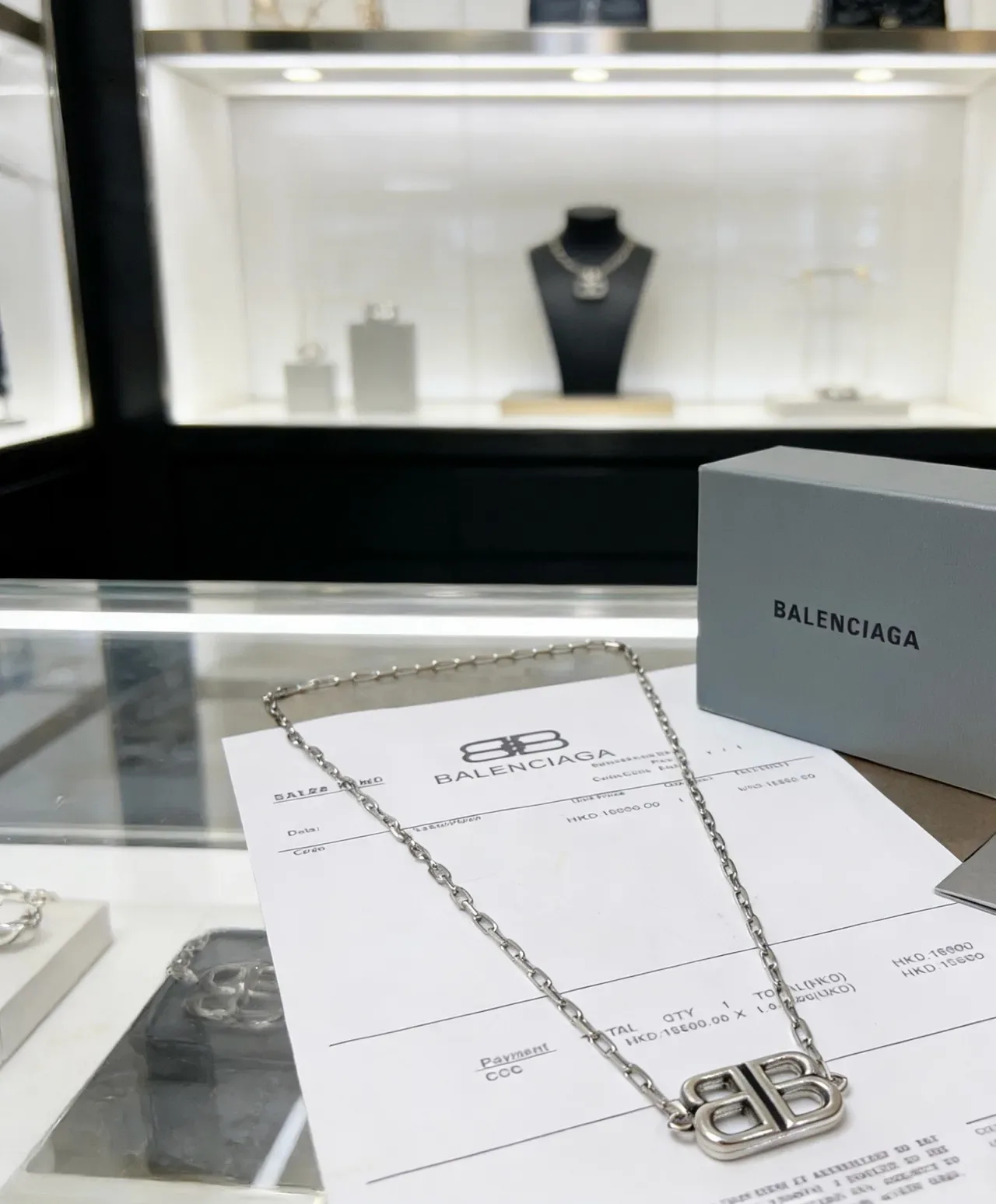 Balenciaga BB सिल्वर चंकी लिंक चेन नेकलेस 4