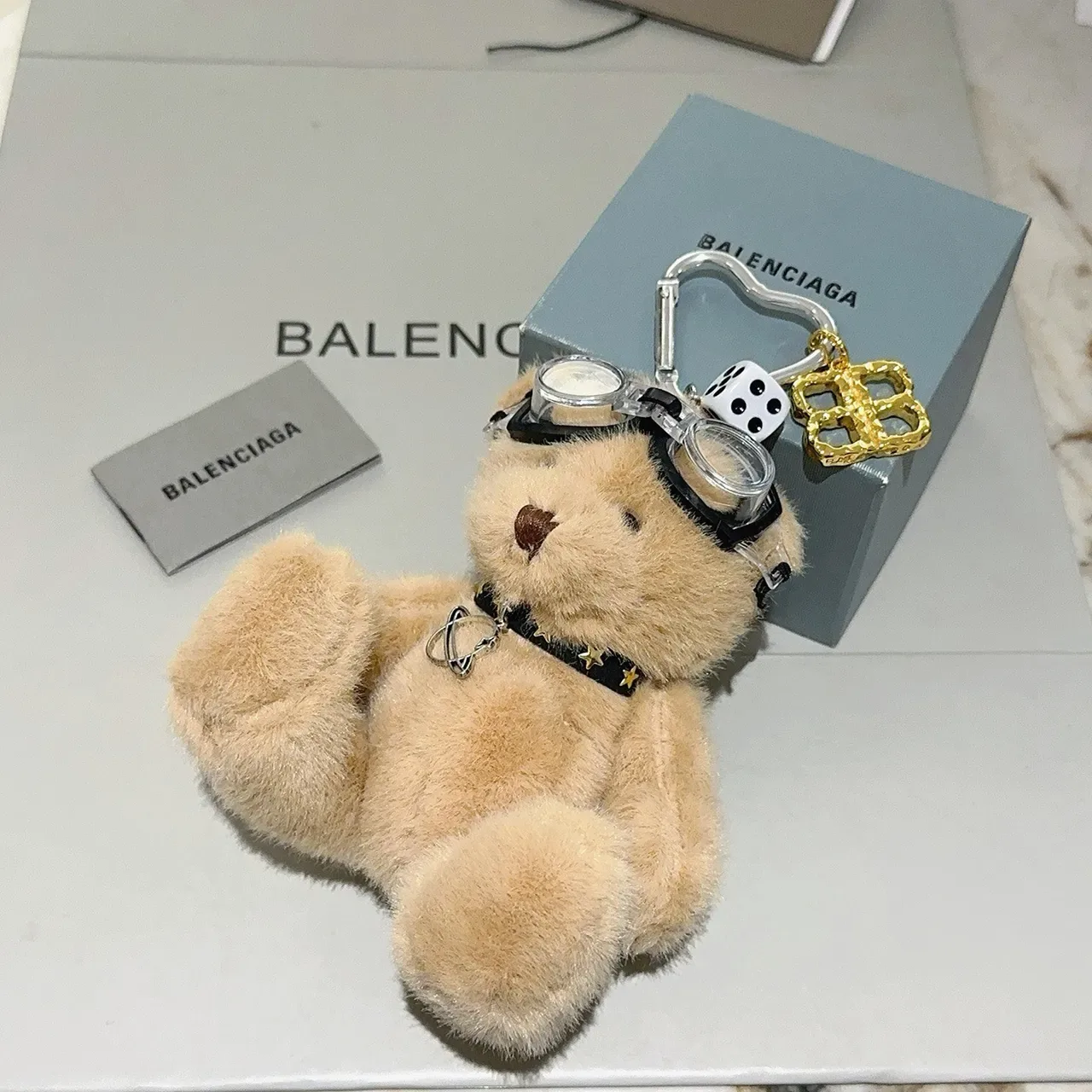 Balenciaga বিজ গোল্ড প্লাশ টেডি বিয়ার এভিয়েটর গগলস হ্যান্ডব্যাগ 5