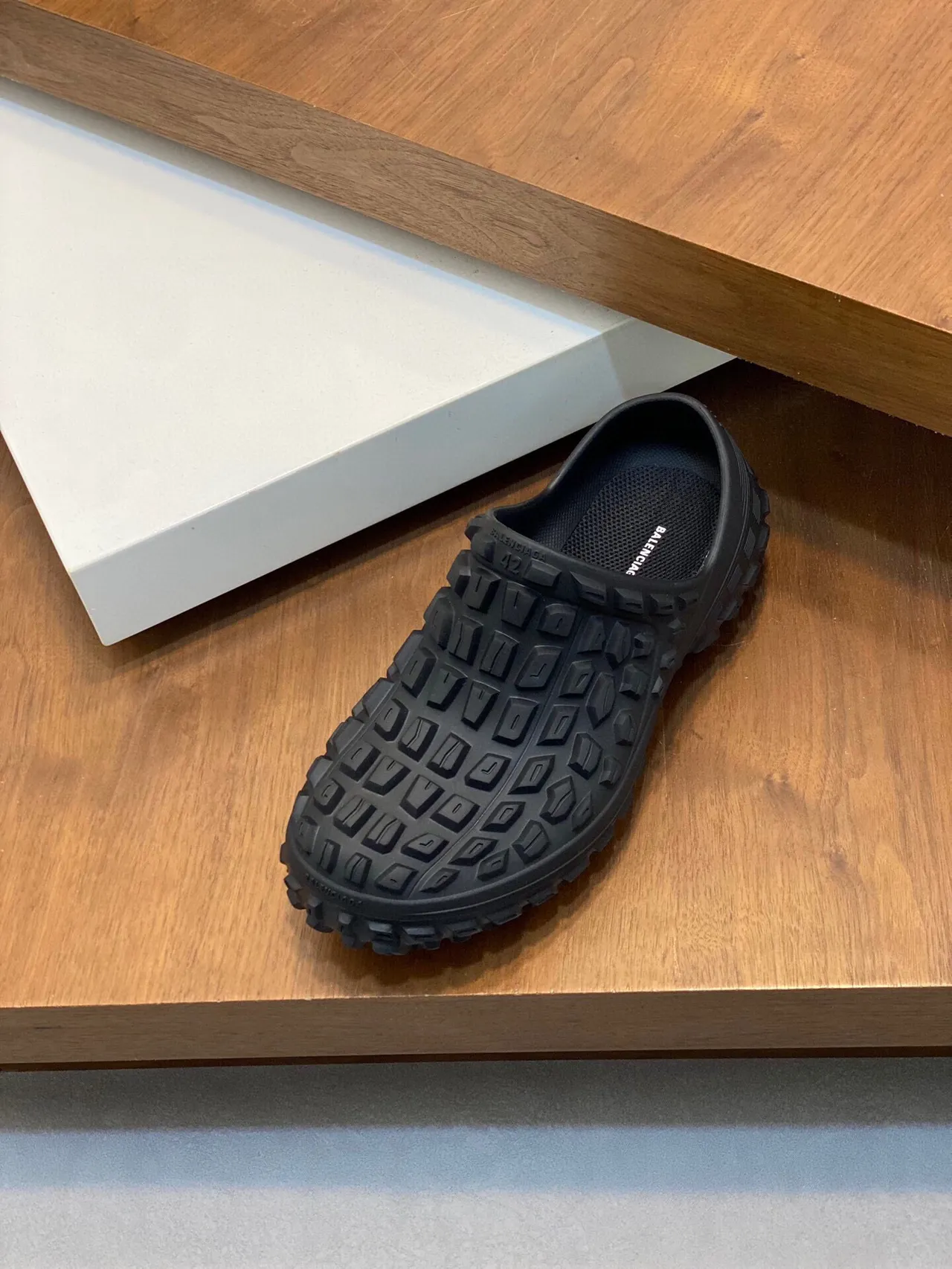 Balenciaga Black Molded Rubber Geometric Block Upper Clog 6