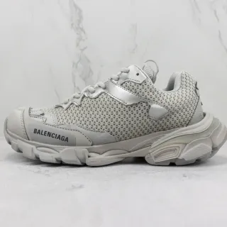 Balenciaga Gray Beige Mesh Upper Sculpted Sole Chunky Sneakers