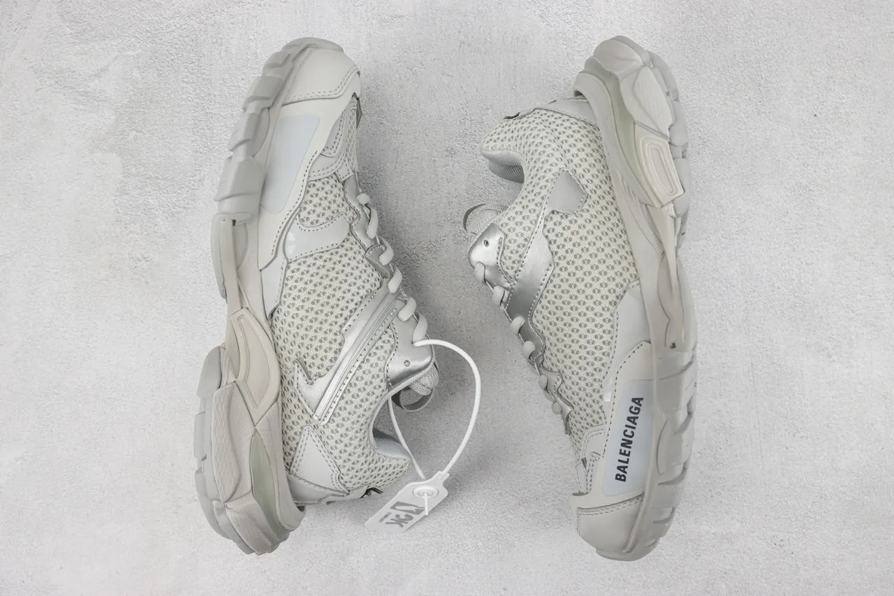 Balenciaga رمادي بيج شبكة علوية كعب منحوت أحذية رياضية كثيفة 2